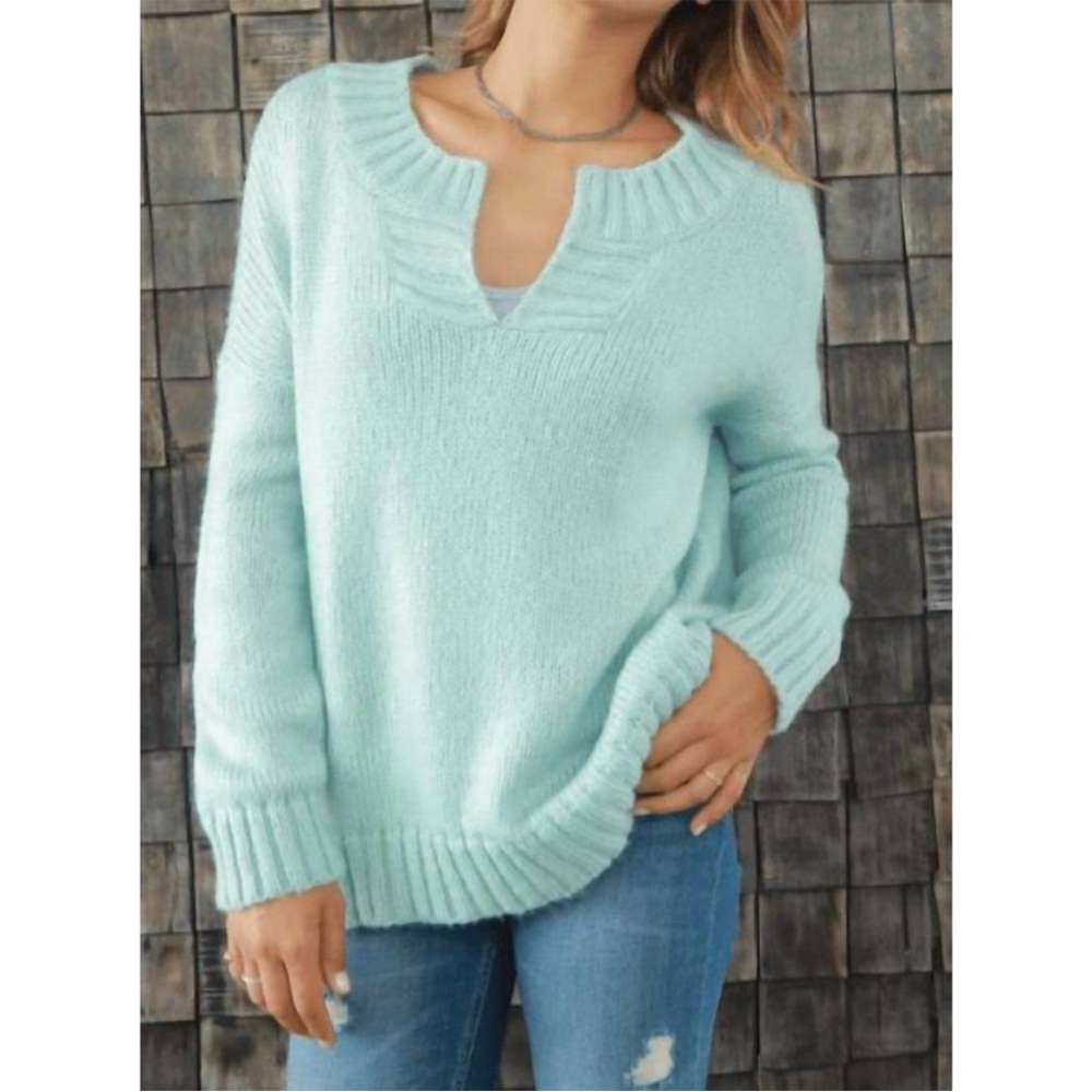 Wooden Ships by Paola Buendia Mara Split Crew Sweater in Perfect Break Blue